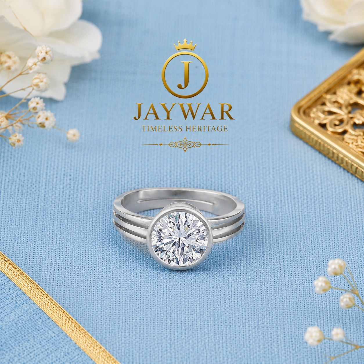 Jaywar Adjustable Zircon Ring Panchdhatu Silver Plated Unisex Men Women Gemstone