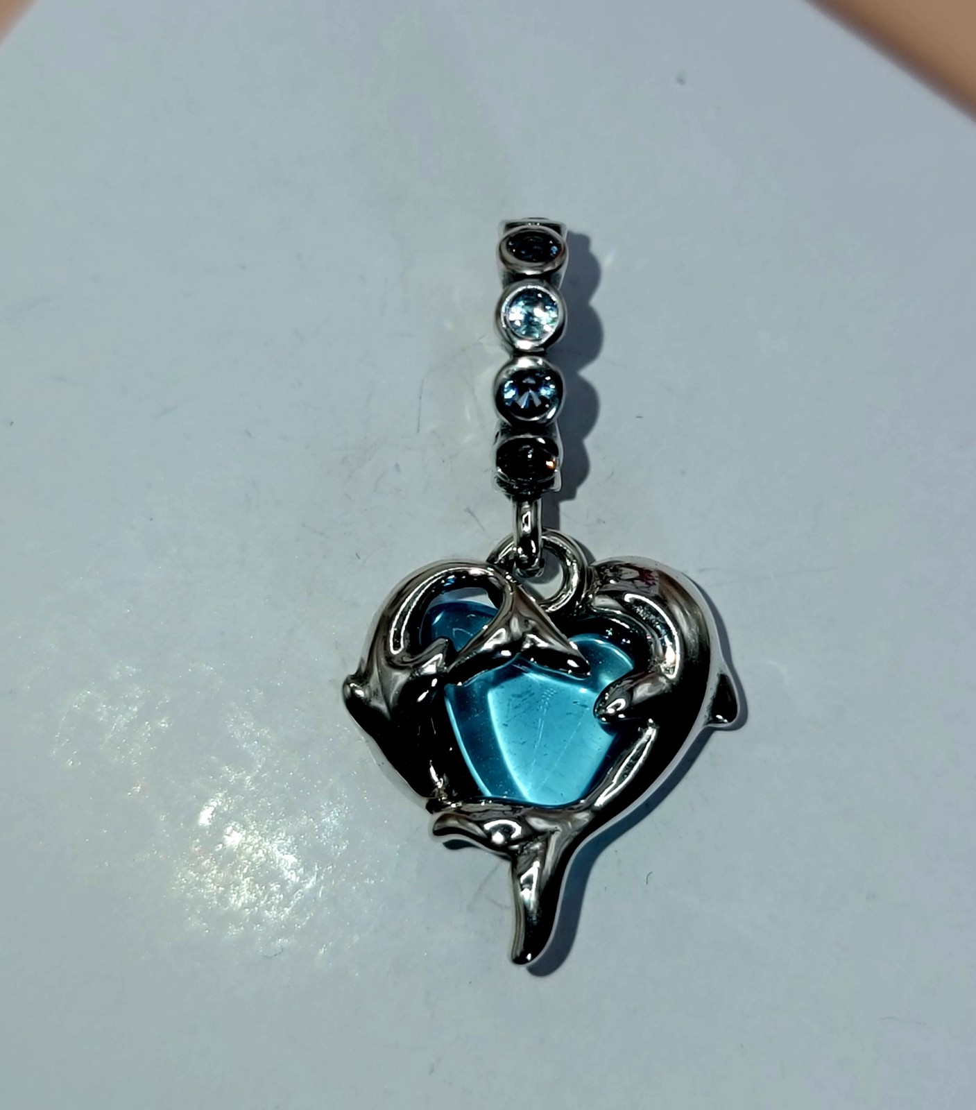 New Pandora Blue Murano Glass Dolphins Dangle Charm 925 # 793924C01 w/ Box E48