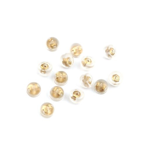 10 Small Soft Silicone Mushroom Bubble Gold 5mm Earnuts Earring Clutch Backs