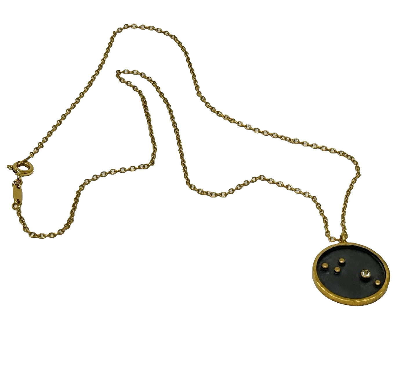 SATYA Aries Zodiac Necklace Constellation 18k Gold Overlay Delicate Chain 18″