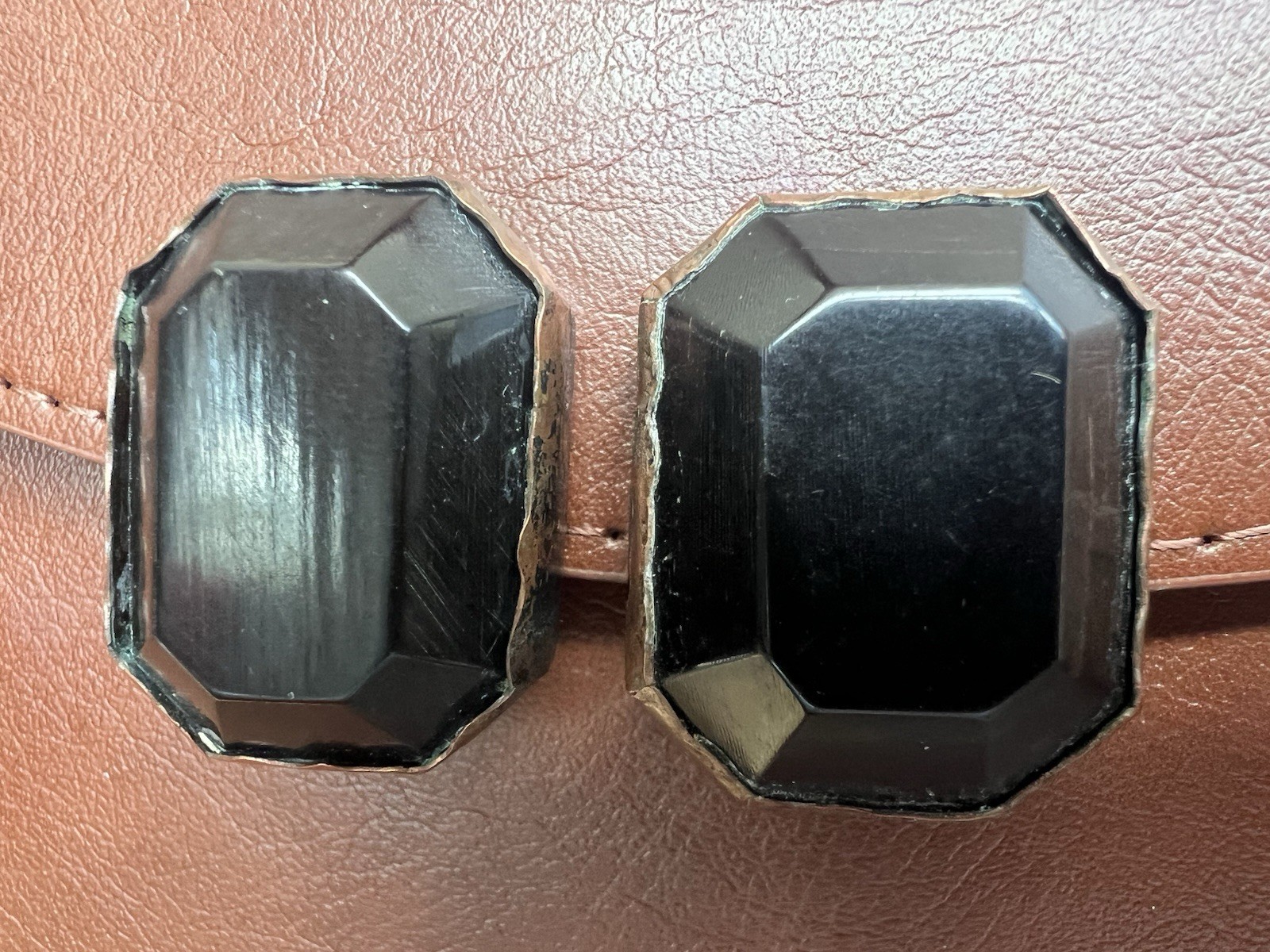 Monies Denmark Vintage Black Faceted Clip-On 1980s Danish Avant-Garde