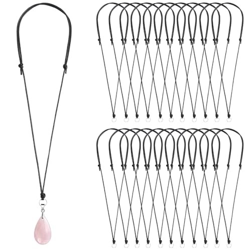 weryerker 22 Pcs Necklace Cord for Pendant Necklace Adjustable Knotted Black