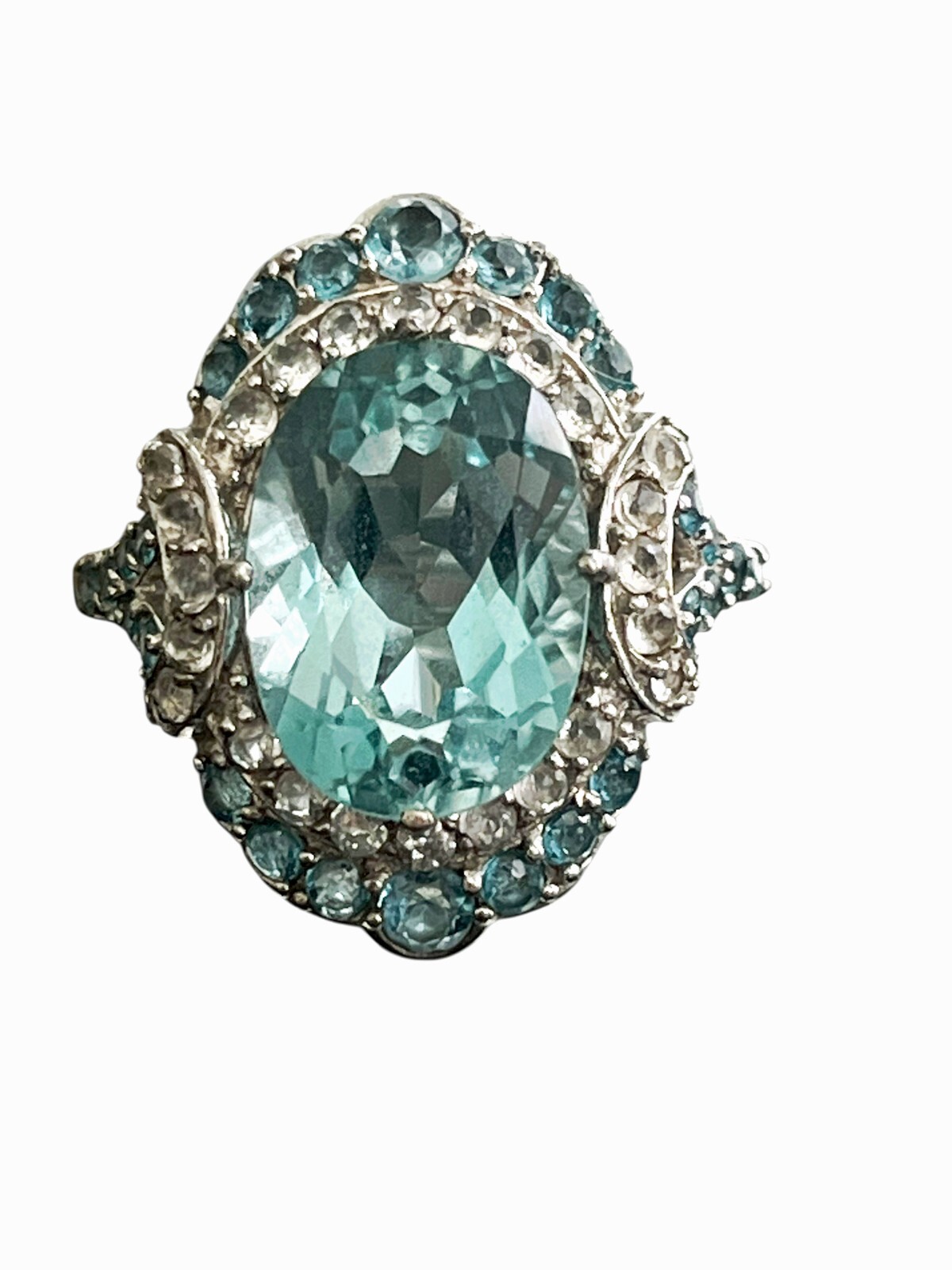 Rarities Multi-gem Neon Apatite White Zircon Sterling Silver Ring Sz 9