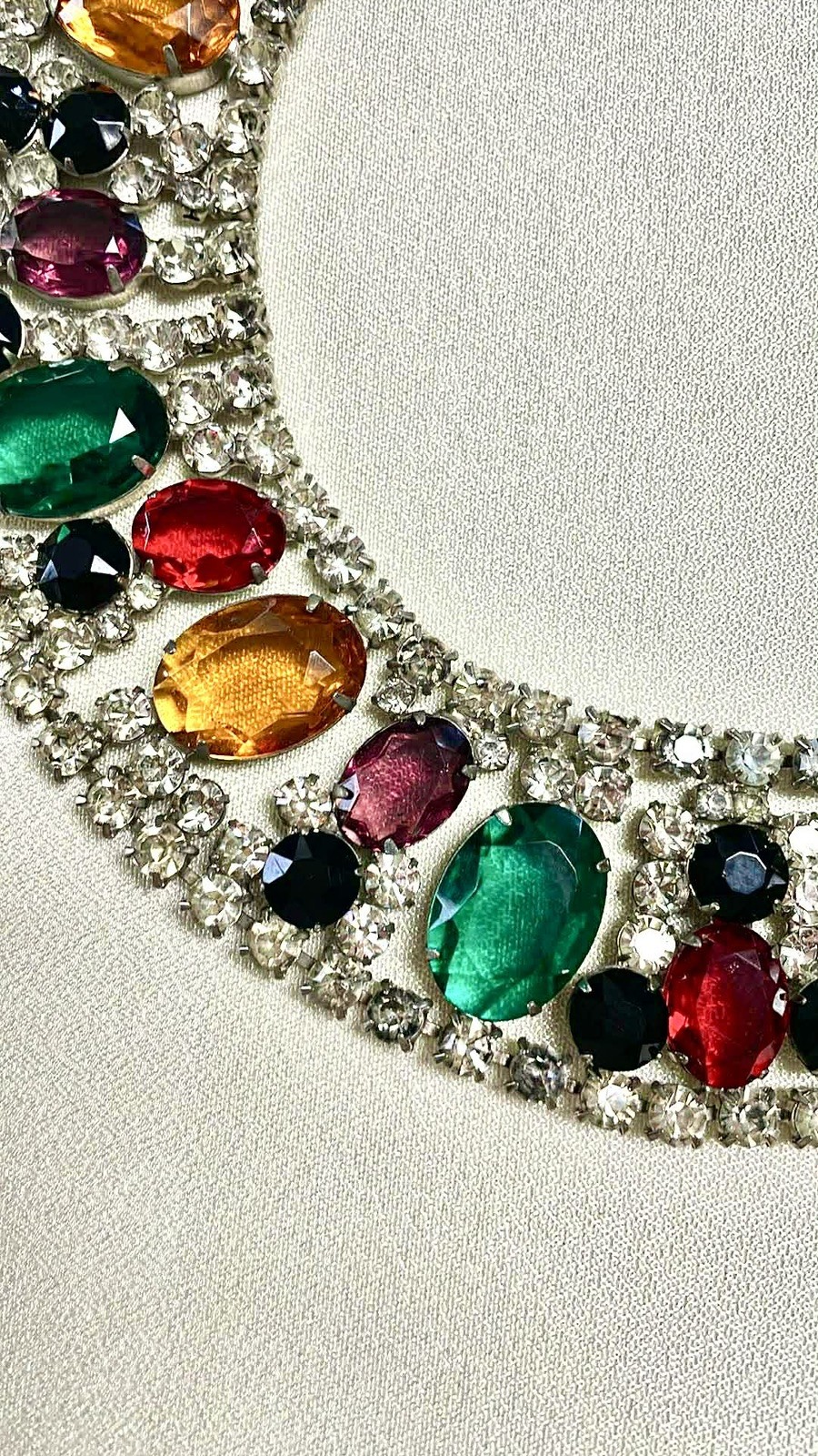 Stunning Multicolored Huge Rhinestone DeLizza & Elster Bib Necklace for KJL (?)