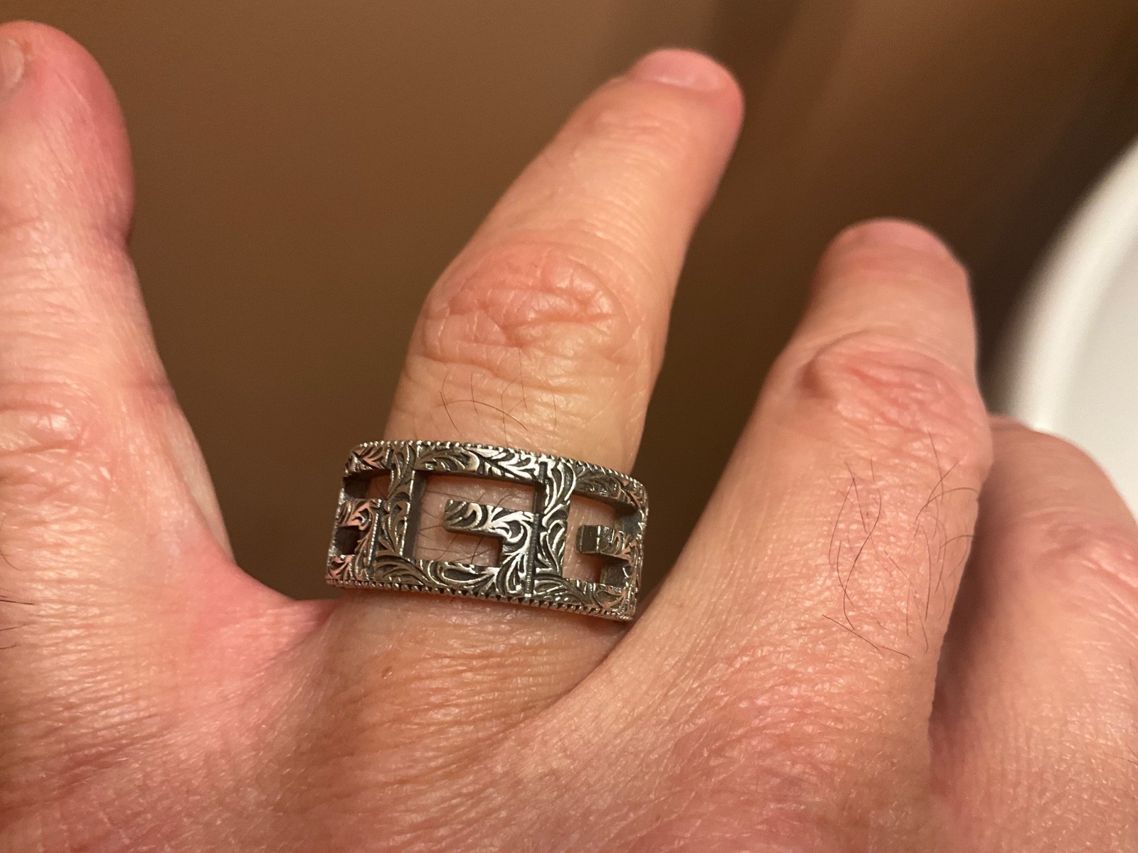 GUCCI MADE IN ITALY MENS RING EURO SIZE 20 US SIZE 10 .925 STERLING SILVER MINTY