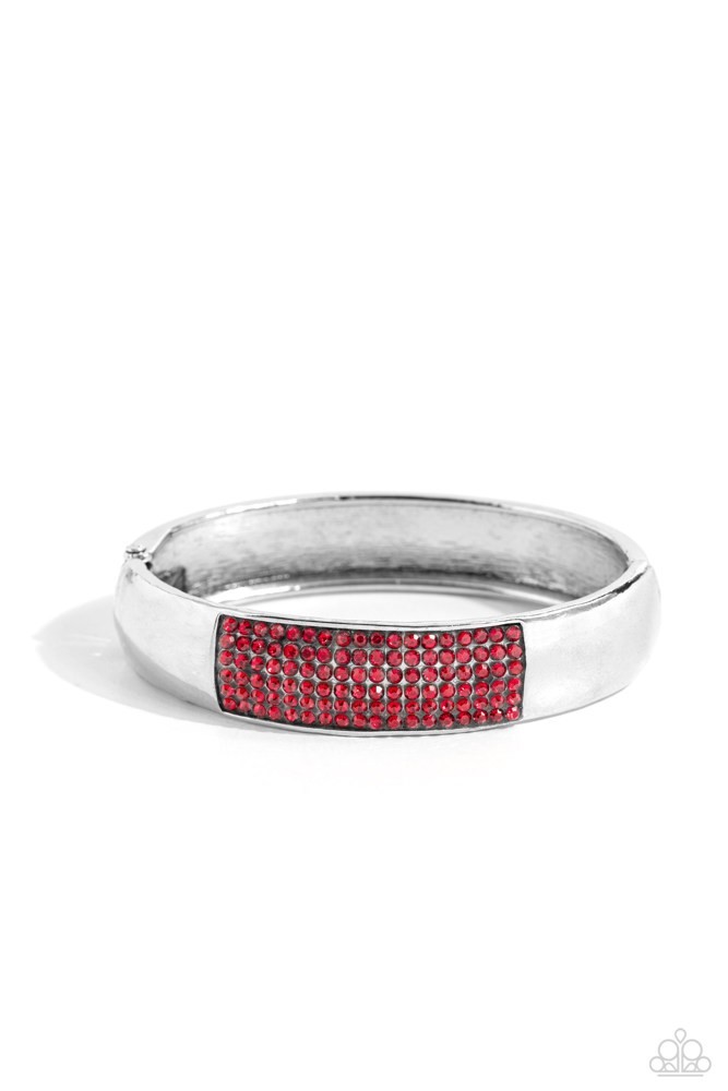 Paparazzi -Record-Breaking Bling – Red – Red Rhinestones – Hinged Bangle Bracele