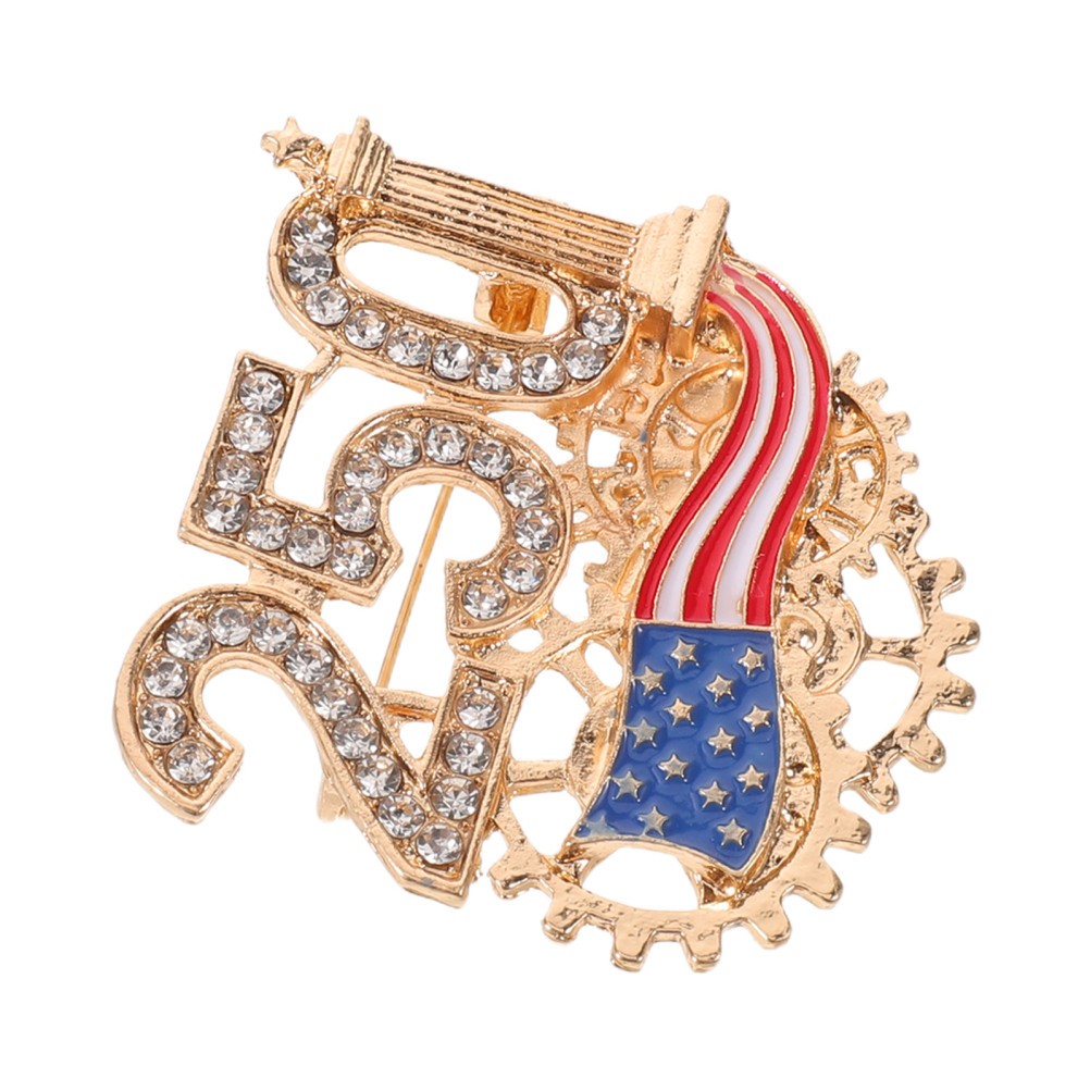 Rhinestone 250th Anniversary Brooch: 1776-2026 USA Birthday Commemorative Lapel