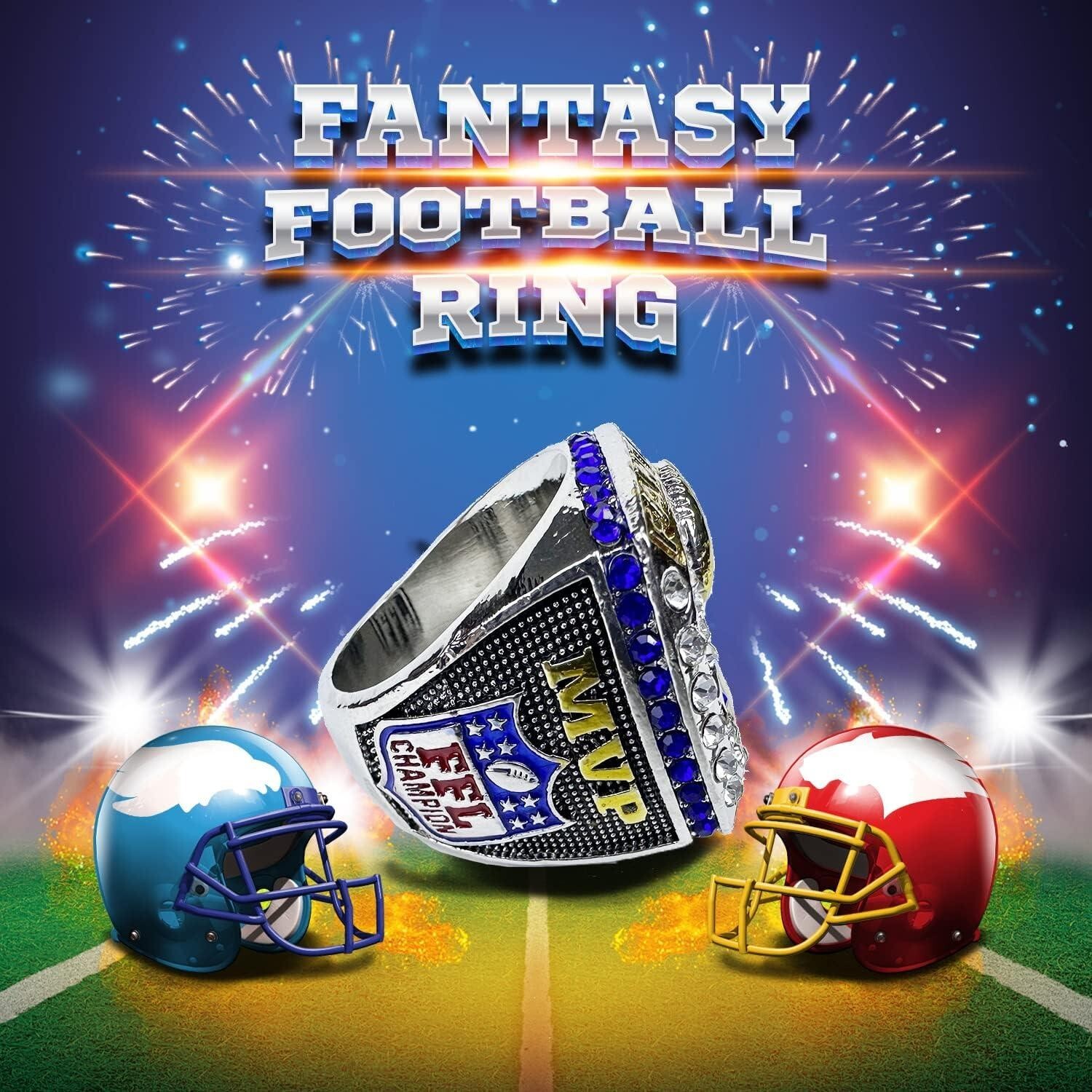 Fantasy Football Championship Ring – FFL Ring with Display Box SZ.11