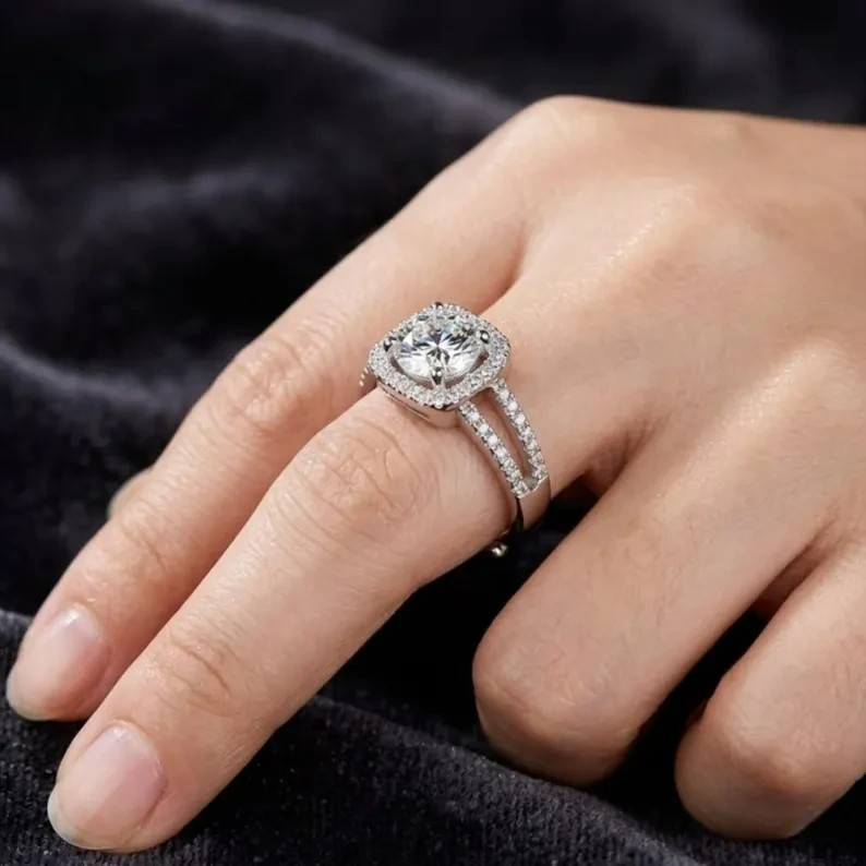2Ct Round Cut Simulated Diamond Promise Band Ring 14k White Gold Over Silver