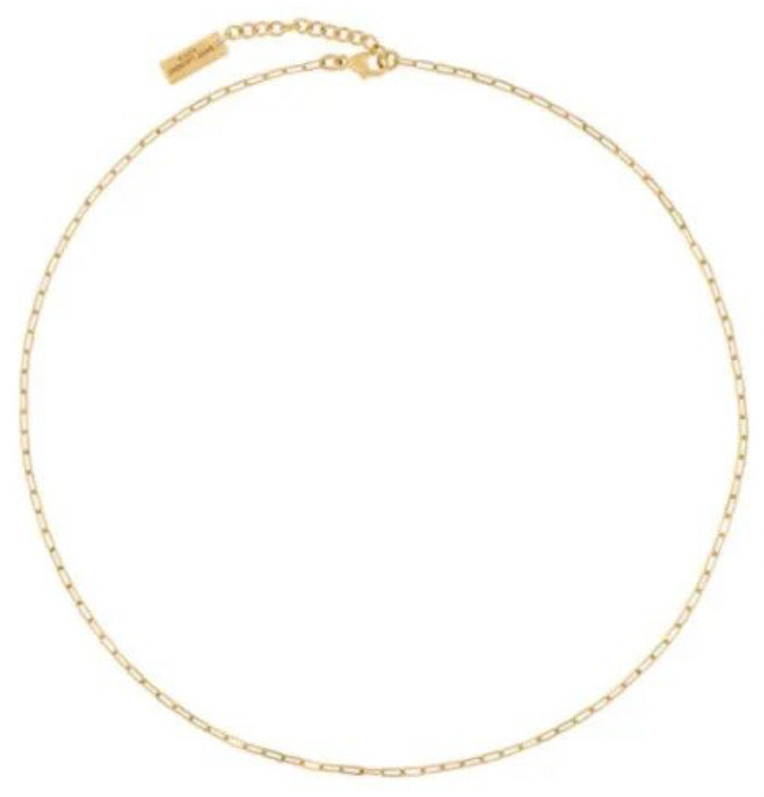 NWT Saint Laurent YSL Rectangular Chain Link Gold Tone Brass Short Necklace $695