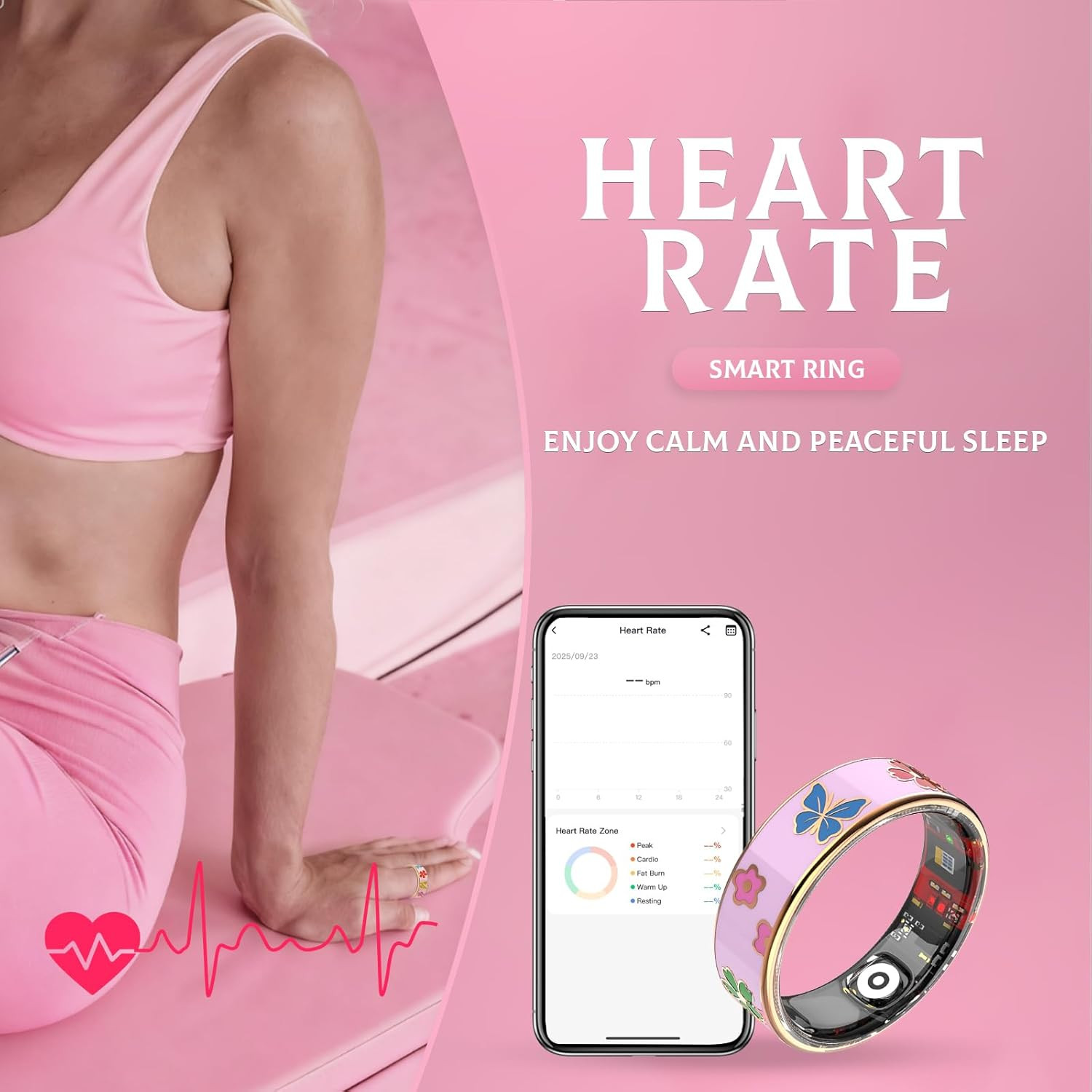 Elegant Smart Ring for Women & Men, Fitness & Health Tracker with 24/7 Heart Rat