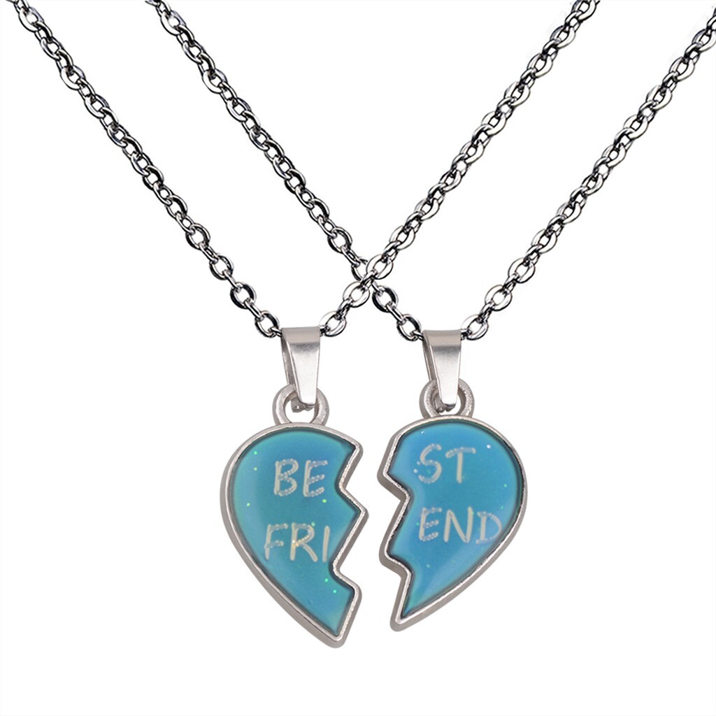 2Pcs/Set Temperature Sensing Color Changing Mood Tracker Best Friends Necklace