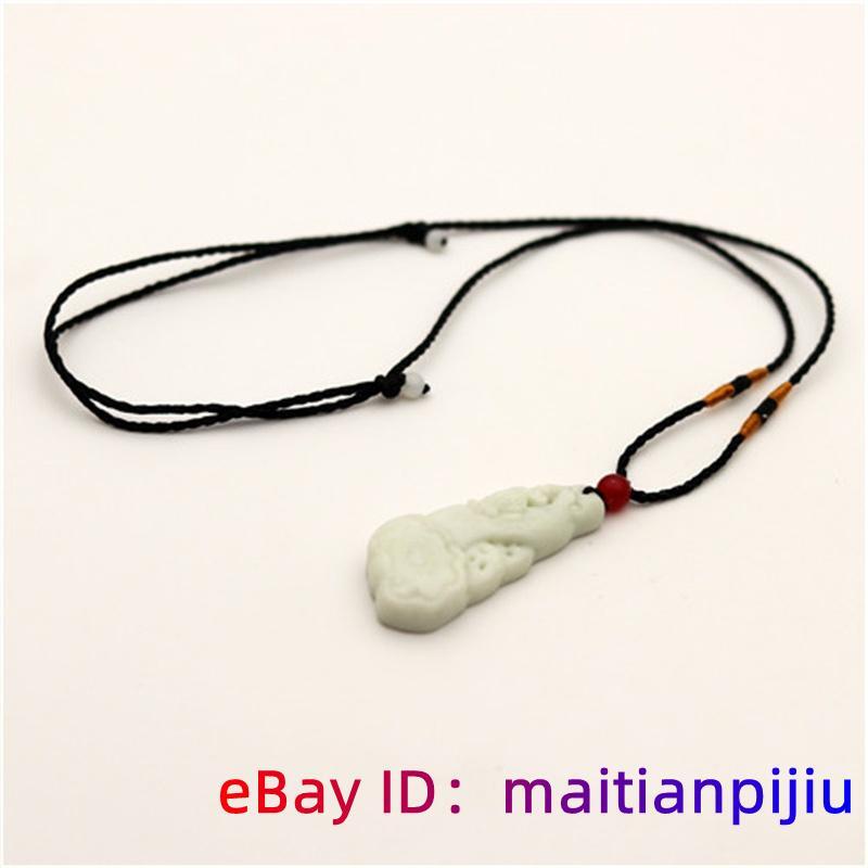 Jade Ruyi Pendant Necklace Gifts Amulet White Bat Chinese Natural Charm Jewelry