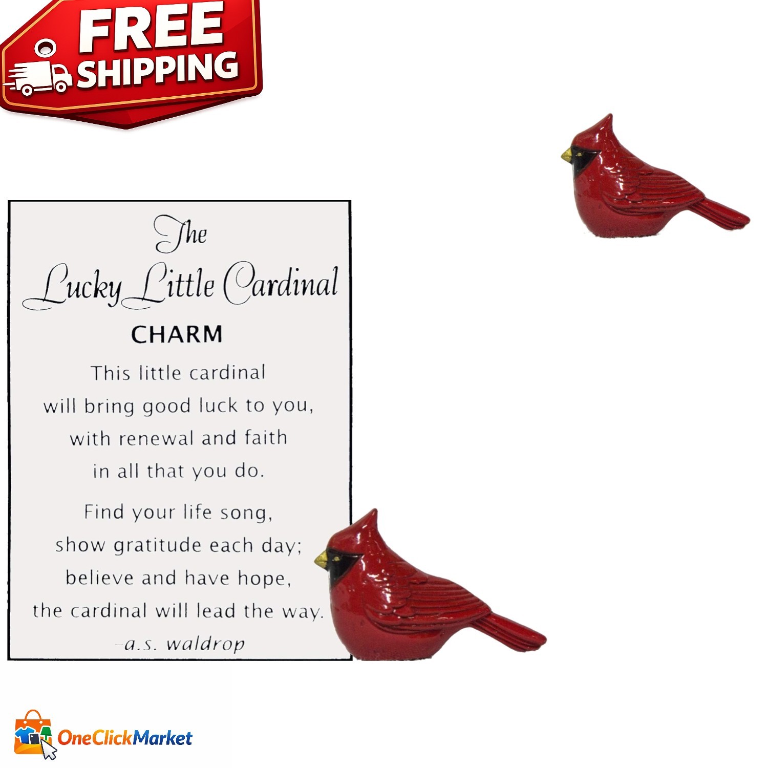 Lucky Cardinal Charm: Portable Joy with Story Card – Perfect Gift for Collectors