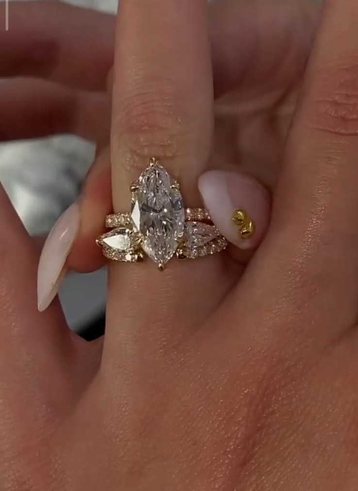 925 Sterling Silver Moissanite 4.00ct gold plated 2 in 1 fashion Ring