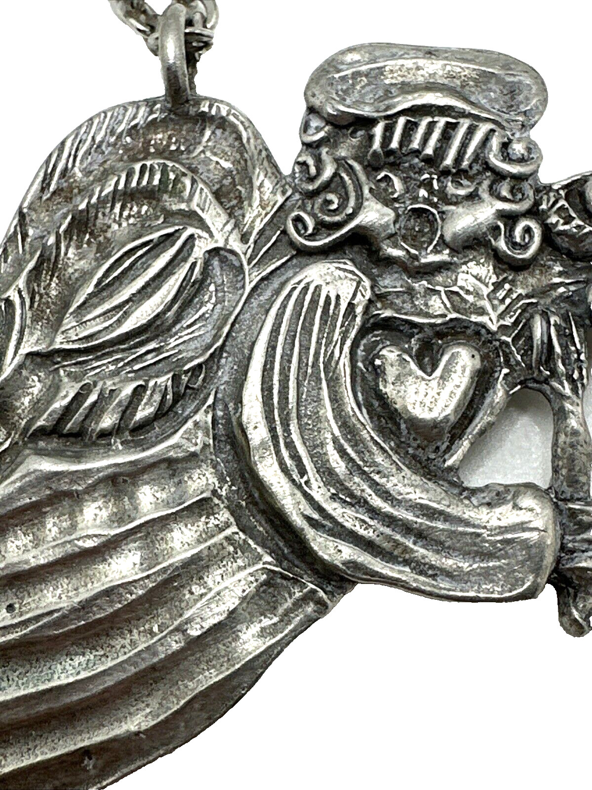 Vintage MARCIE USA Pewter Angel Pendant Necklace Artist Painting Art Palette 24″