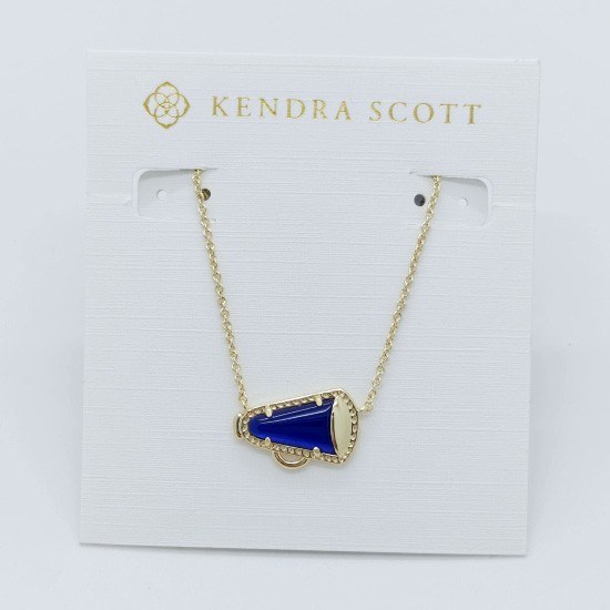 New Kendra Scott Cheer Gold Pendant Necklace In Cobalt Blue