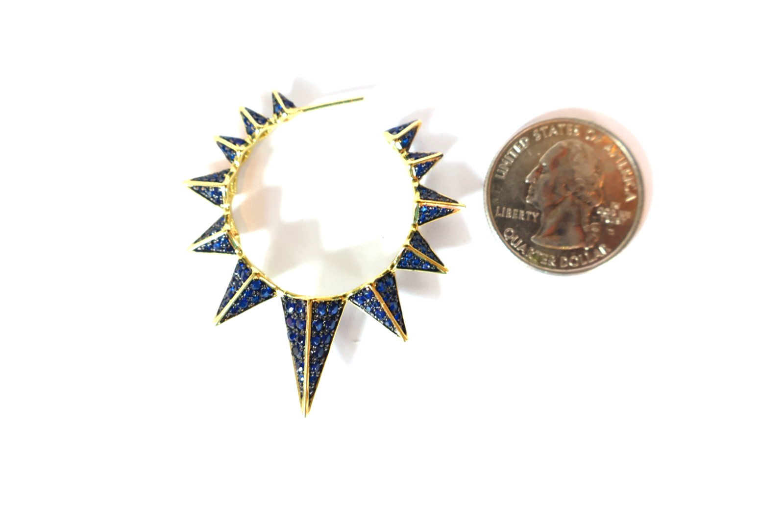 Melinda Maria Gabriella Spiked Hoop Earrings, Pave Blue Sapphire Stones, 0015