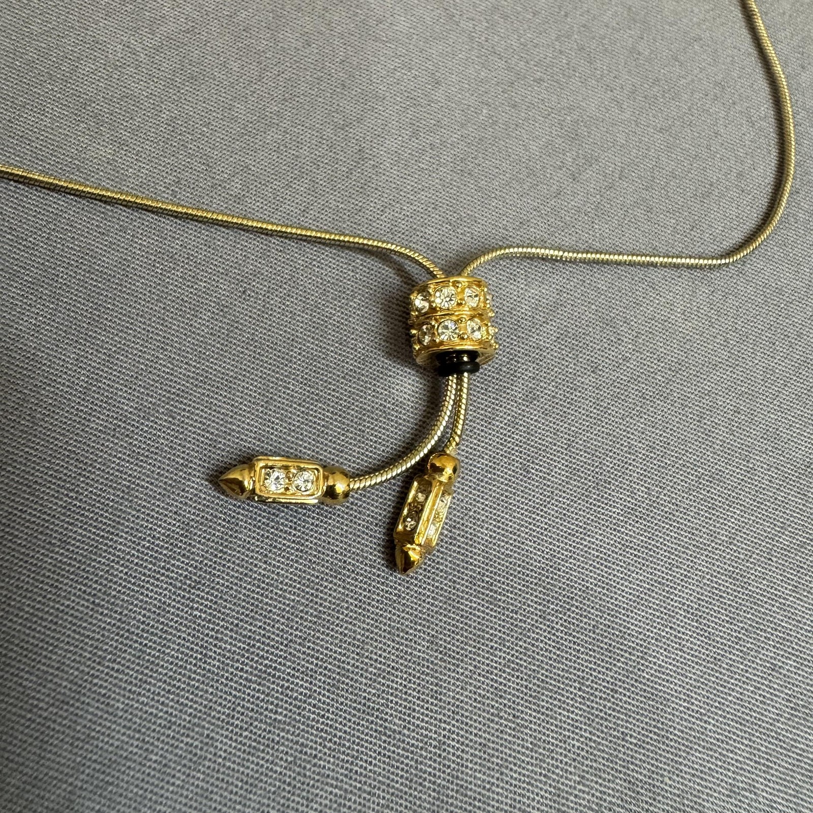 Gold Tone Rhinestone Slider Y Drop Chain Necklace 21 In Womens Fashion Jewelry