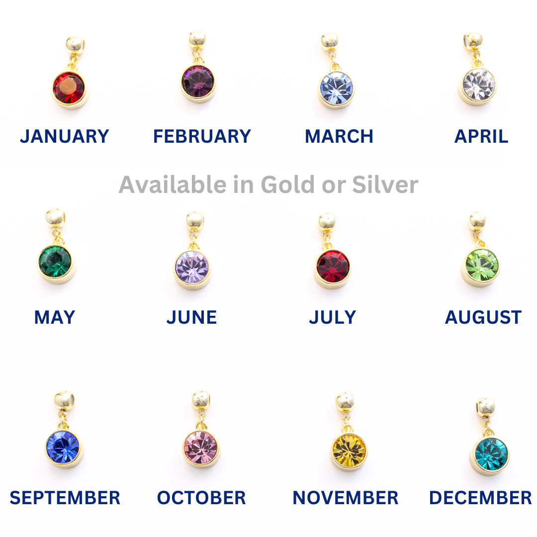 Birthstone & Initial Charms Necklace Personalized for You in Gold or Silver