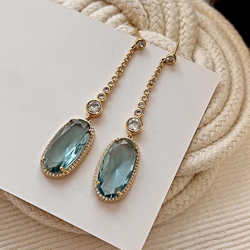 Fashion 925 Silver Drop Earring Cubic Zircon Wedding Women Party Jewelry A Pair