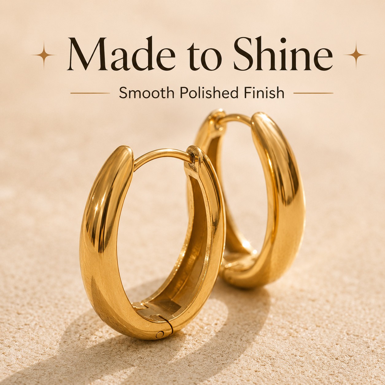 Chunky Huggie Hoop Earrings Stainless Steel Gold Silver Women Small Waterproof