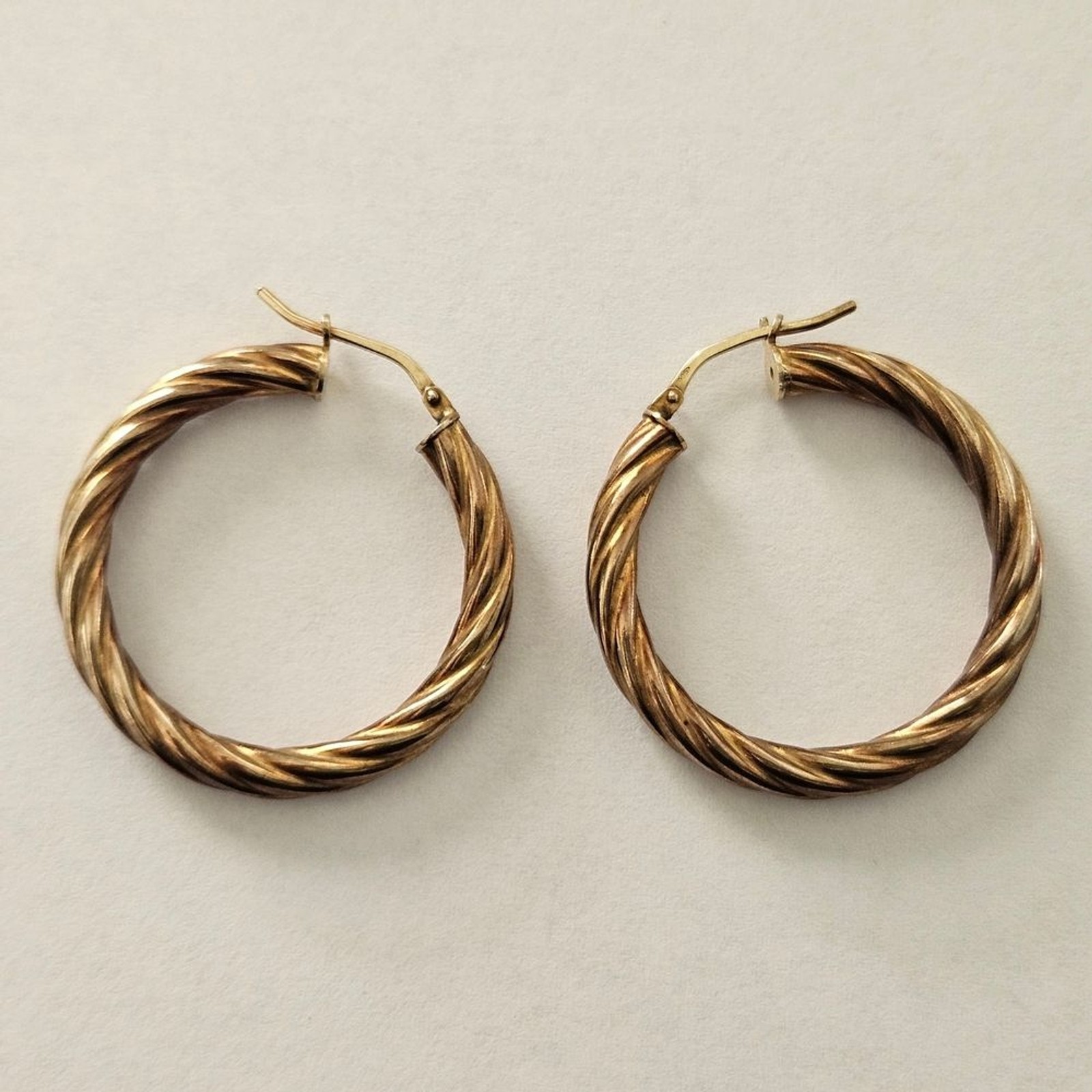 Vintage Sterling Silver Gold Plated Hoop Earrings Retro Bohemian Feminine
