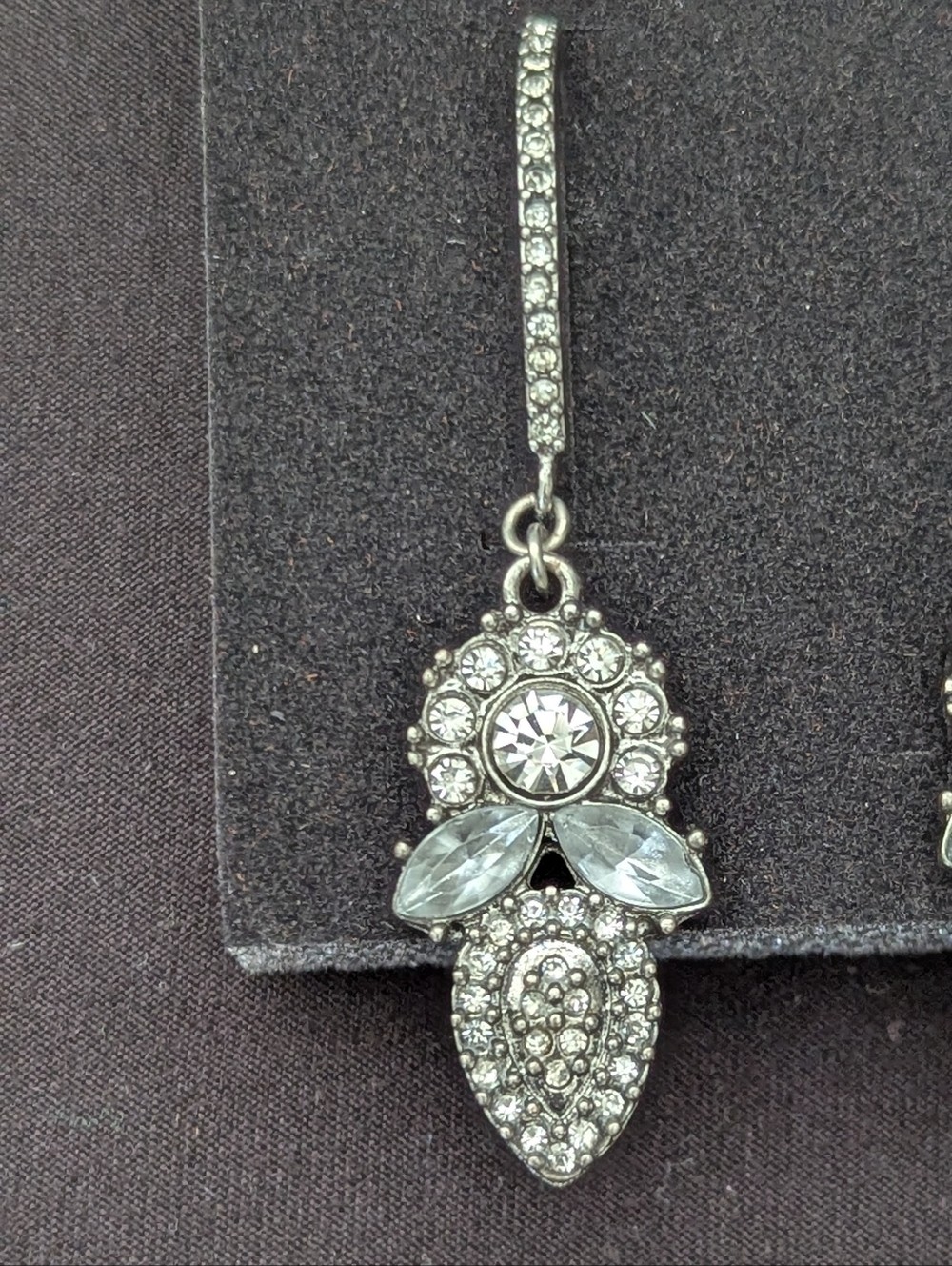Silver Crystal Gem Drop Earrings Sparkling Dangle