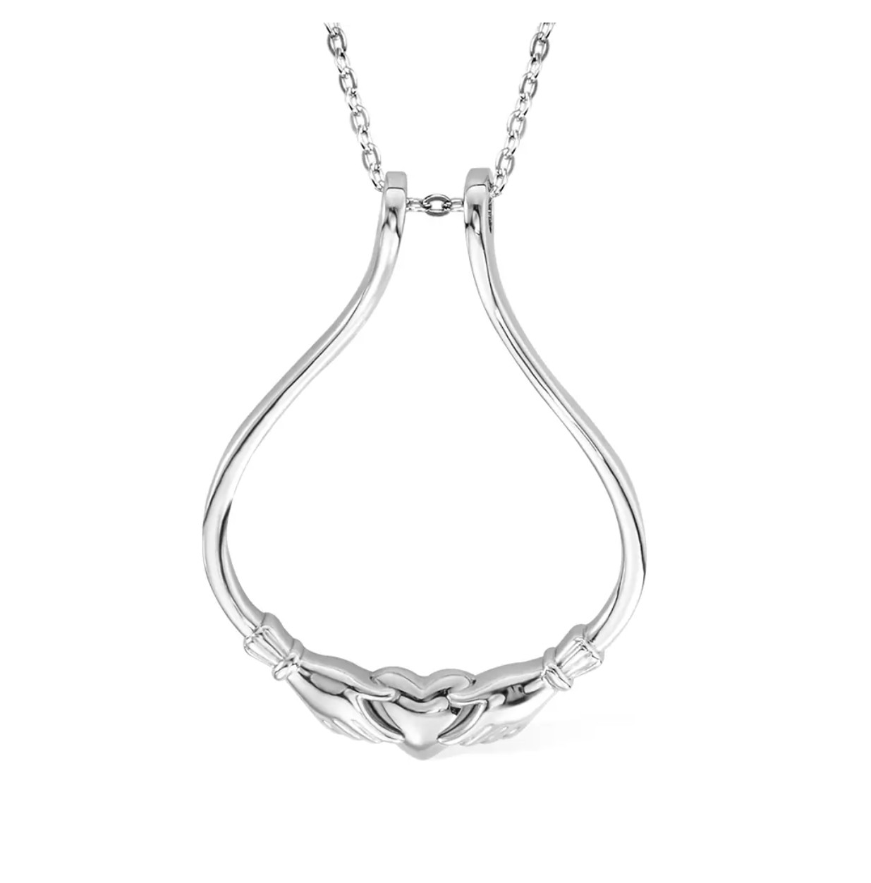 Ring Holder Necklace with Claddagh Heart, Sterling Silver Ring Keeper Nurse Gift