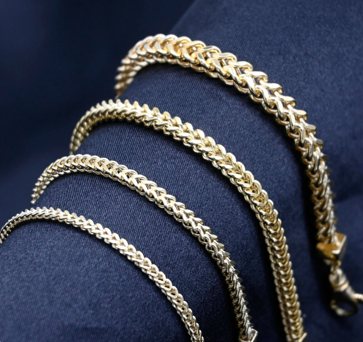 Men’s Real 14k Gold Plated Solid 925 Sterling Silver Franco Chain Necklace