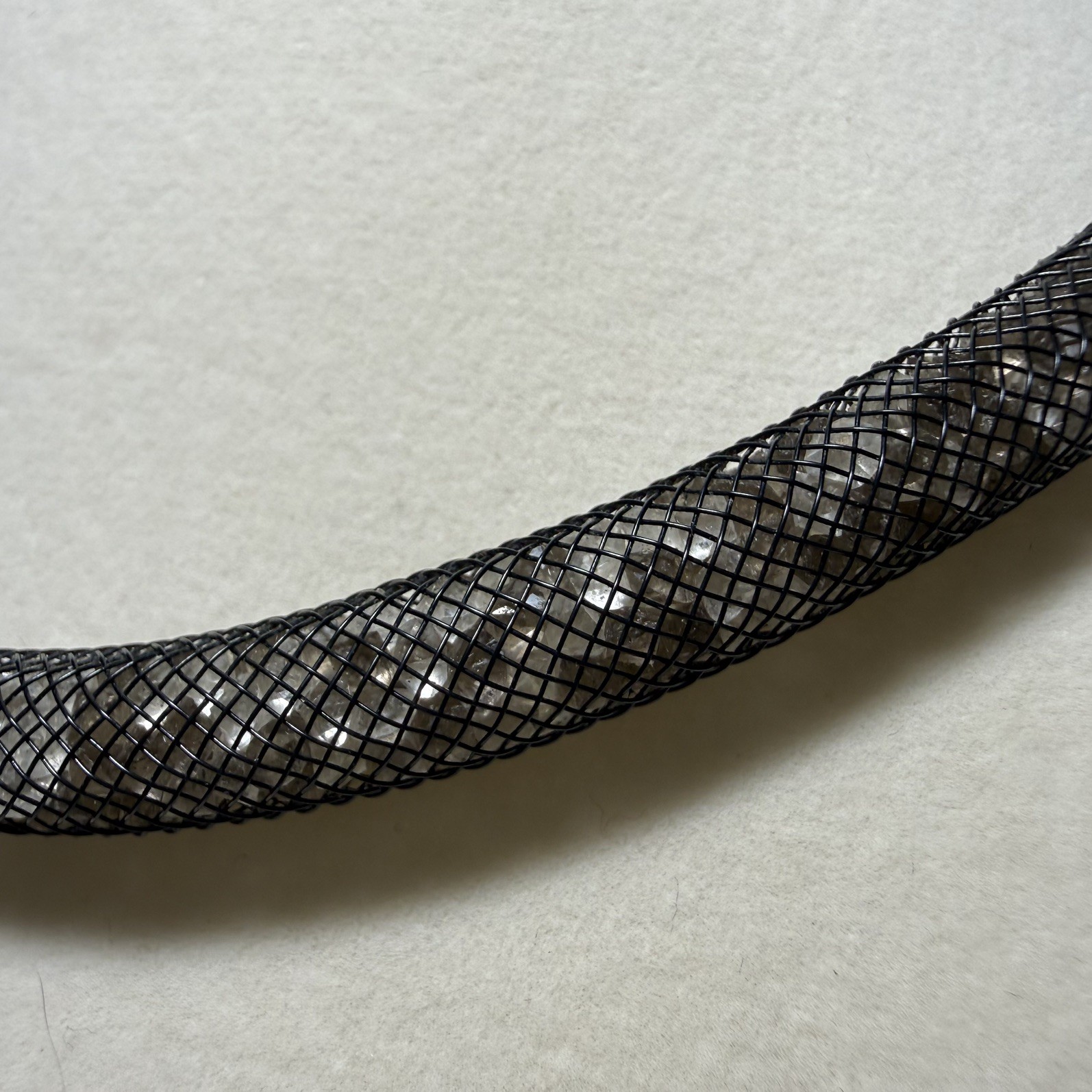 Swarovski Stardust Necklace Black Crystal Mesh Magnetic Glam Minimalist 17”