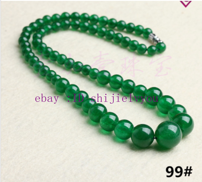 Natural 6-14mm Multicolor Gemstone jade jewelry necklace 17.5 inches