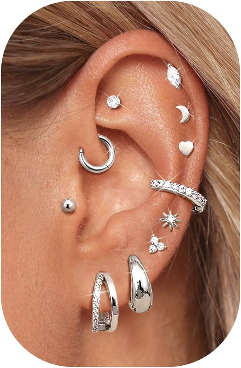 Hypoallergenic 14K Gold Plated Surgical Stainless Steel 20G Flat Back Earrings,