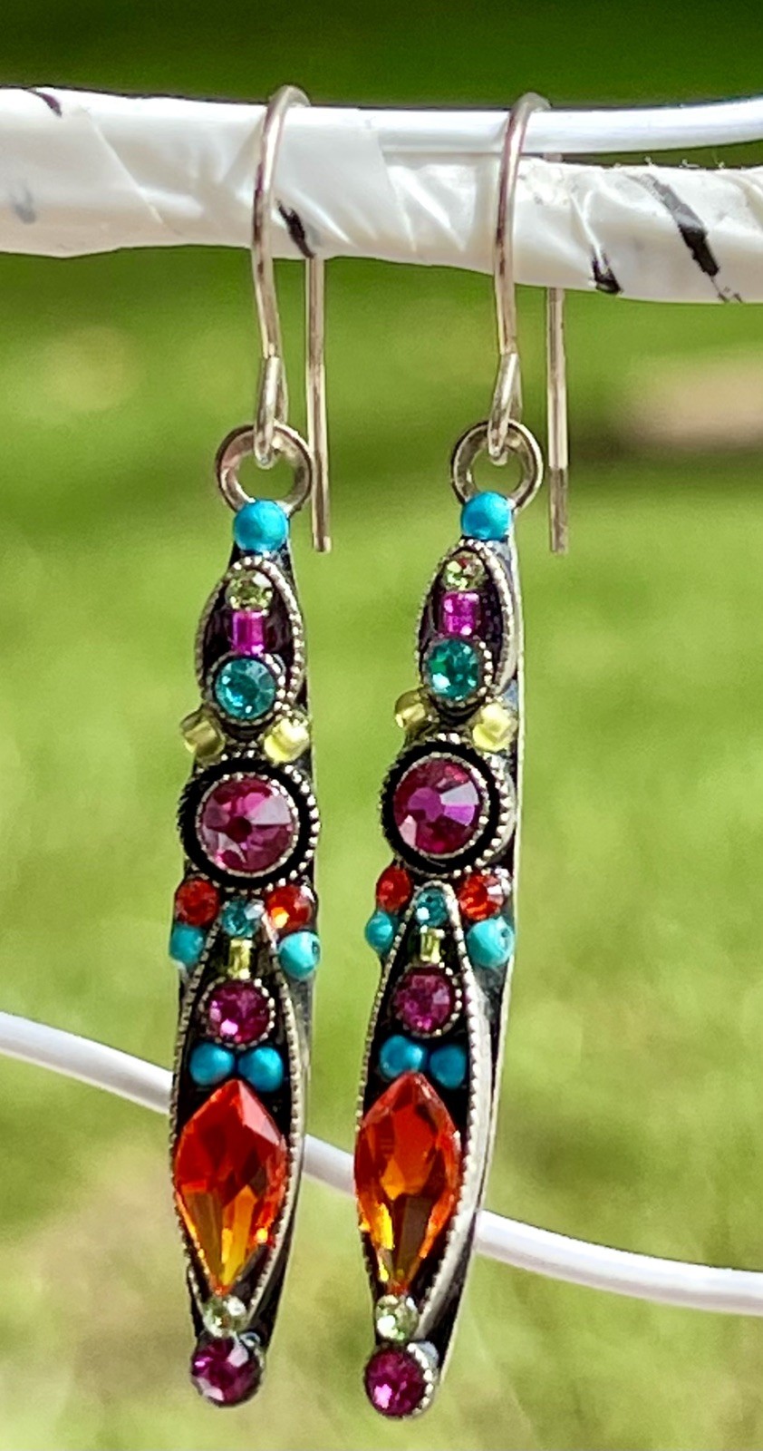 Rare Firefly Crystal Feather Dangle/Drop French Wire 💎 Gorgeous Multi color