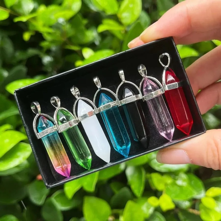 7Pcs Bullet Shape Chakra Crystal Healing Point Beads Jewelry Making Gift Set