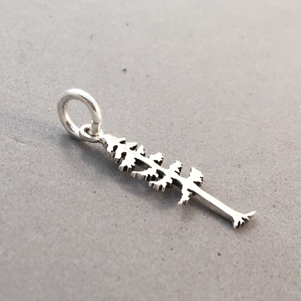 .925 Sterling Silver HEMLOCK TREE CHARM Pendant Evergreen Forest NEW 925 GA38