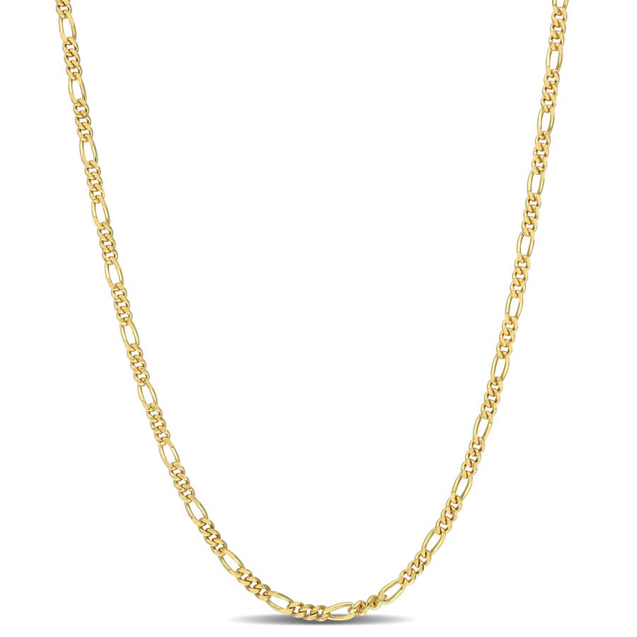 AMOUR 2.2mm Figaro Chain Necklace In Yellow Plated Sterling Silver, 20 In