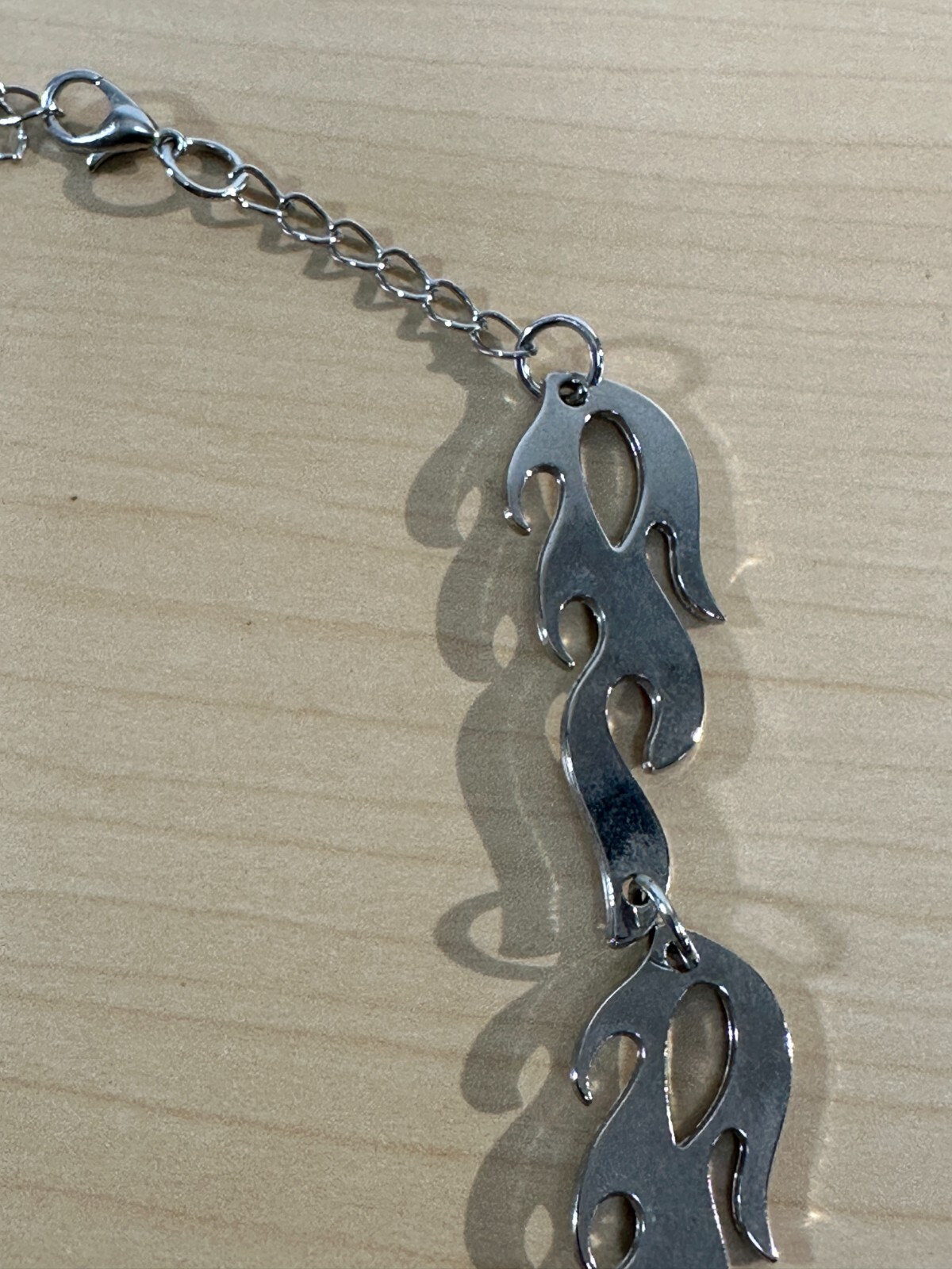 Womens SilverTone Flame Hip Hop Punk Streetwear Choker Necklace w/ Lobster Clasp