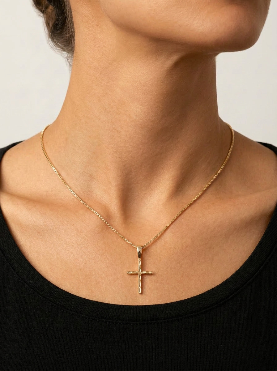 Gold Cross Necklace, Tiny Cross Necklace, 14k Gold Plated
