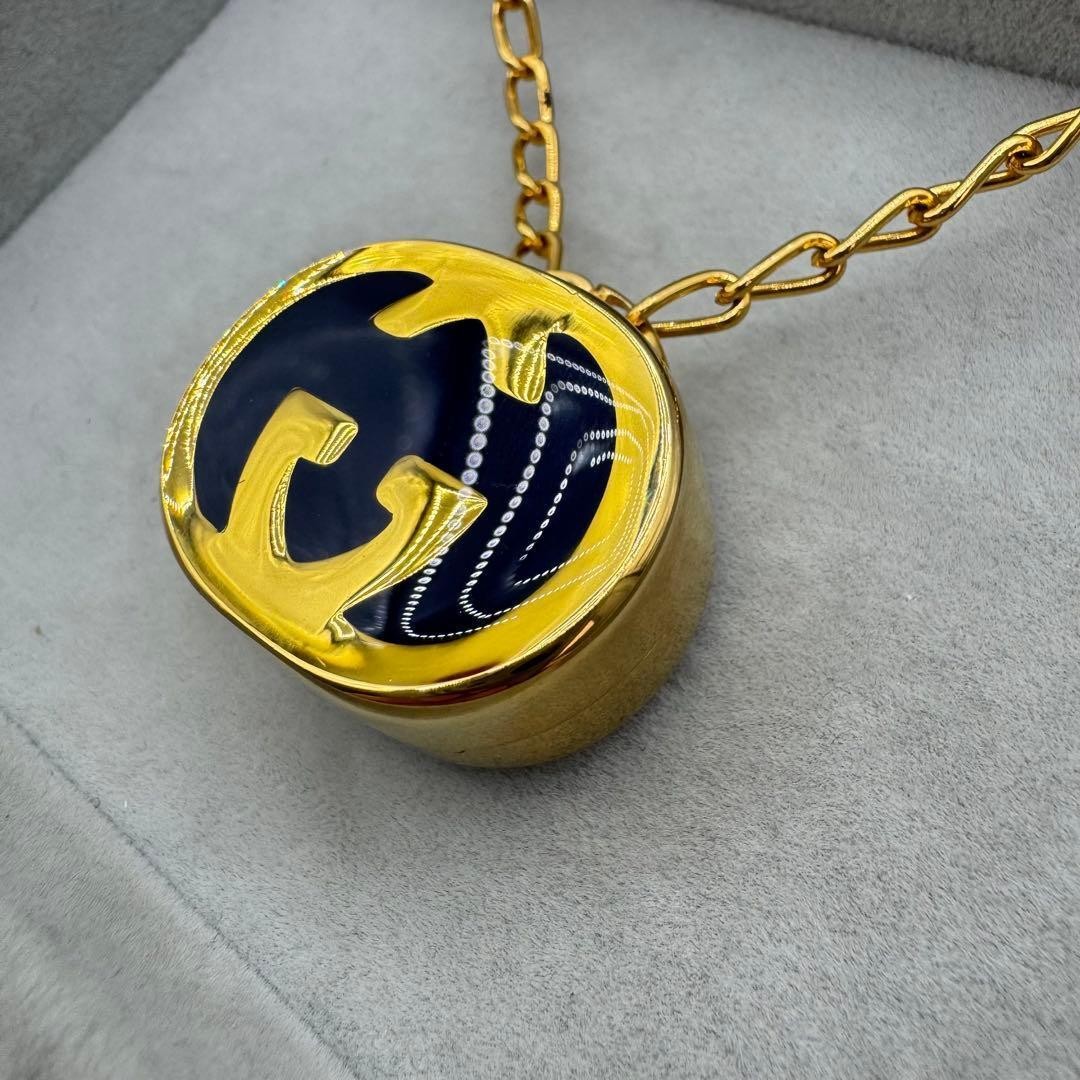 GUCCI Perfume Bottle Necklace Gold-plated Interlocking GG Logo Length: 29.5 in.