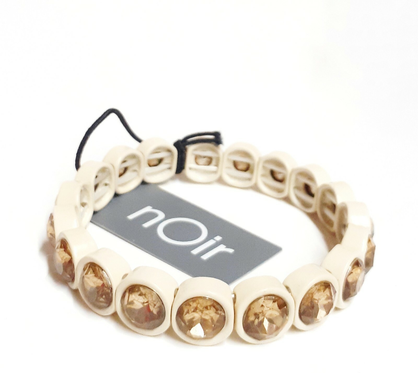 Noir Jewelry Colorful Crystal Brulee Stretch Bracelet Ivory Gold One Size NWT