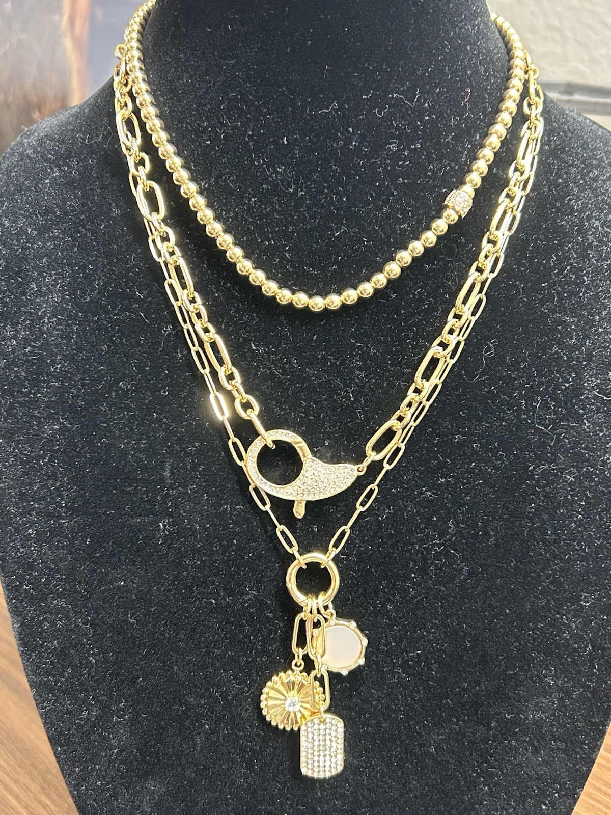 Park Lane ASPEN 3 In 1 Necklace Set Charms ~ Gold Plated Designer Inspired