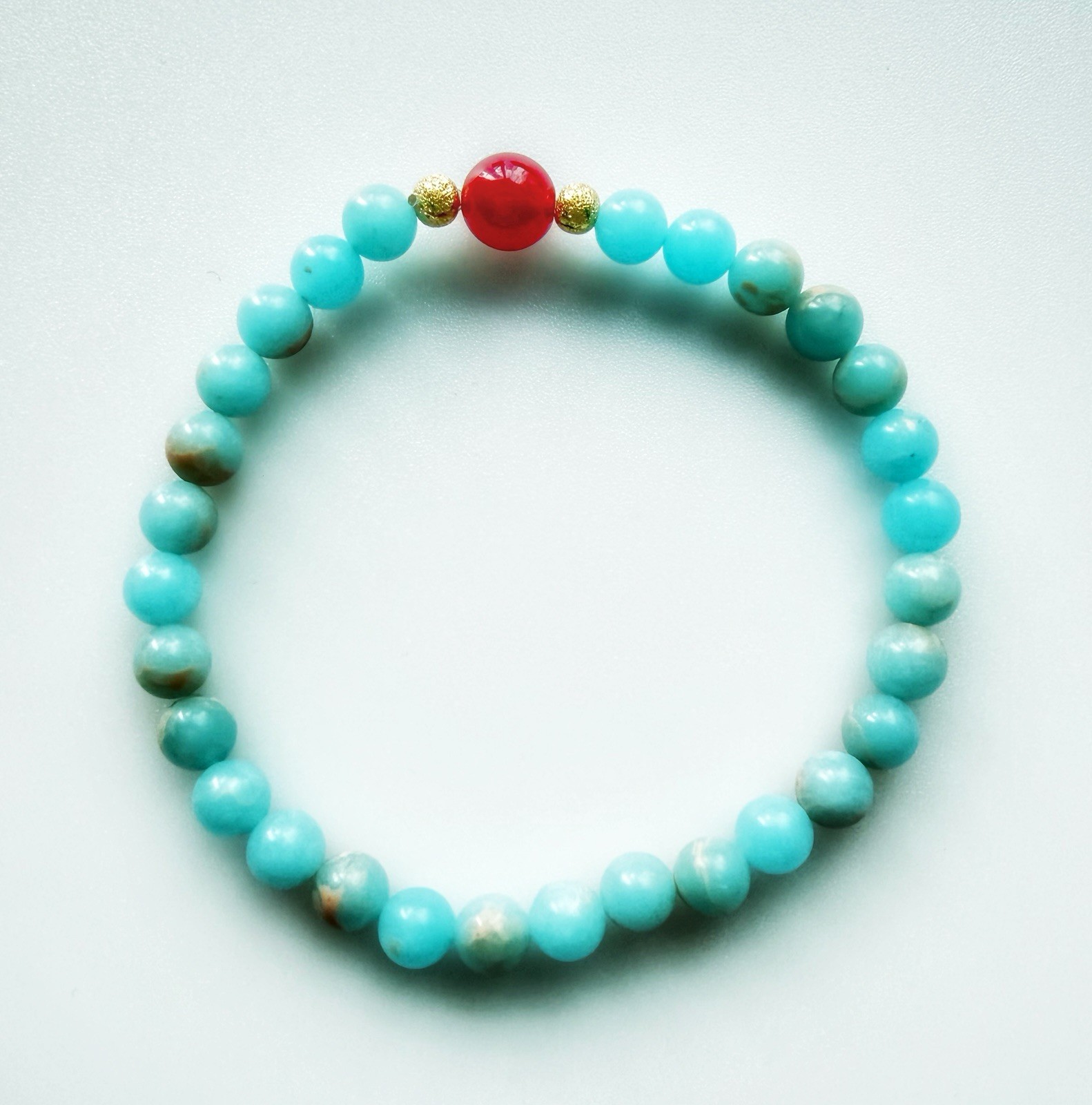 8mm Ruby & Australian Blue Jasper Beaded Stretch Bracelet – About 8″