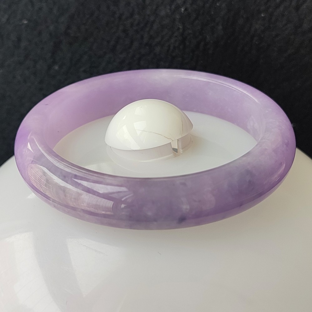 Certified Grade A Lavender 59mm Natural Burma Jade jadeite Bangle Bracelet