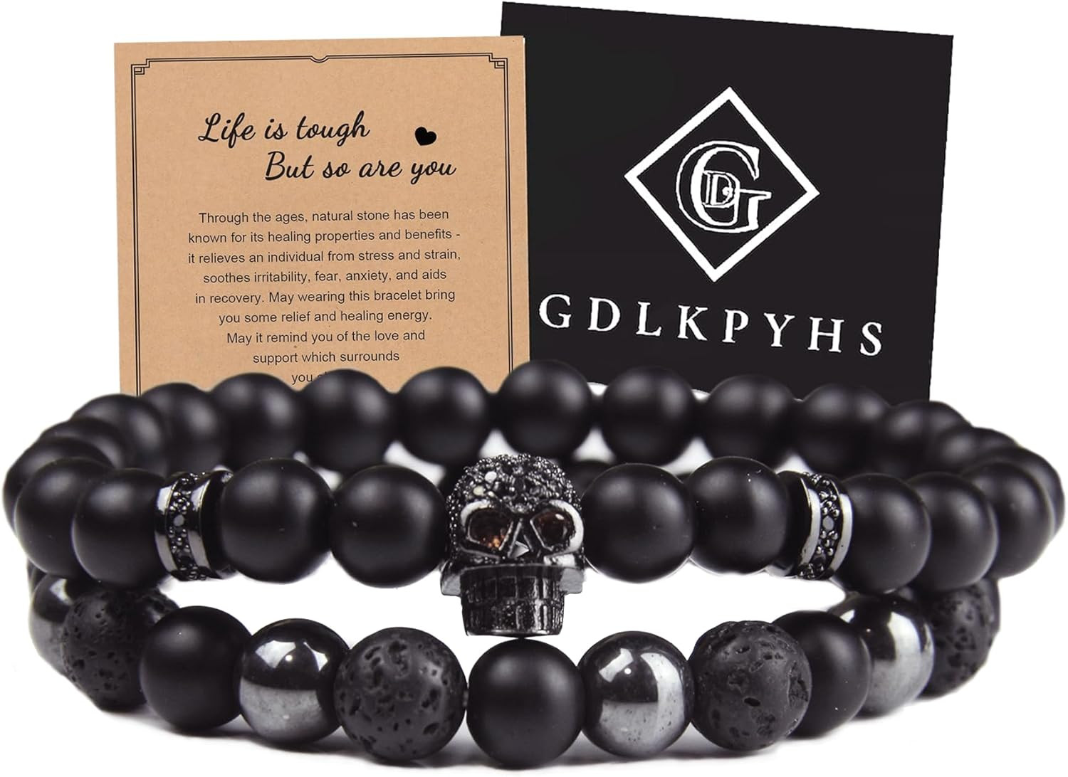 Black Obsidian Bracelet for Men – Black Tourmaline Beaded Bracelets – Mens Brace