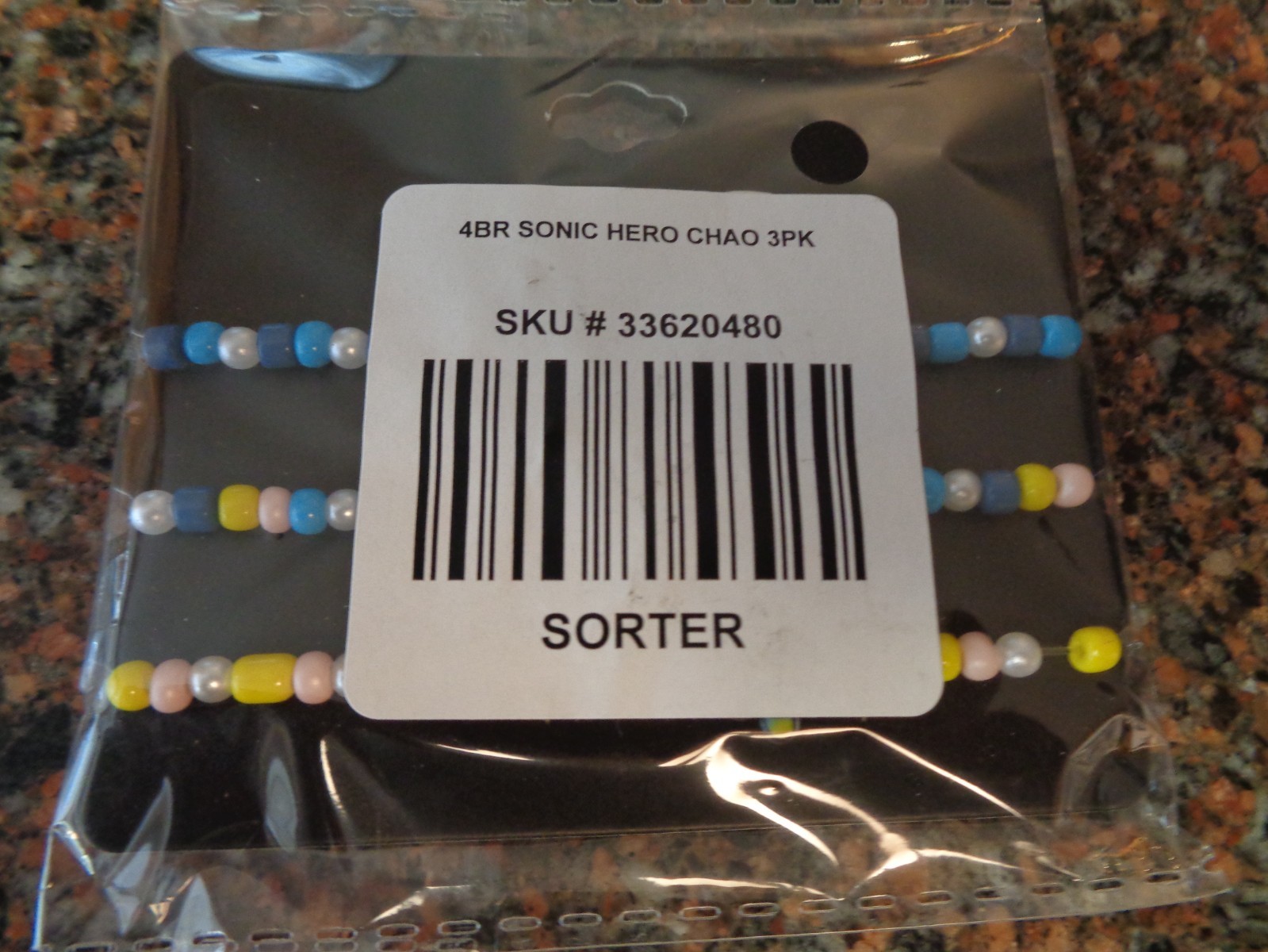 Sonic The Hedgehog Chao Bead Bracelet Set of 3 Bestie Cord Metal Bioworld New
