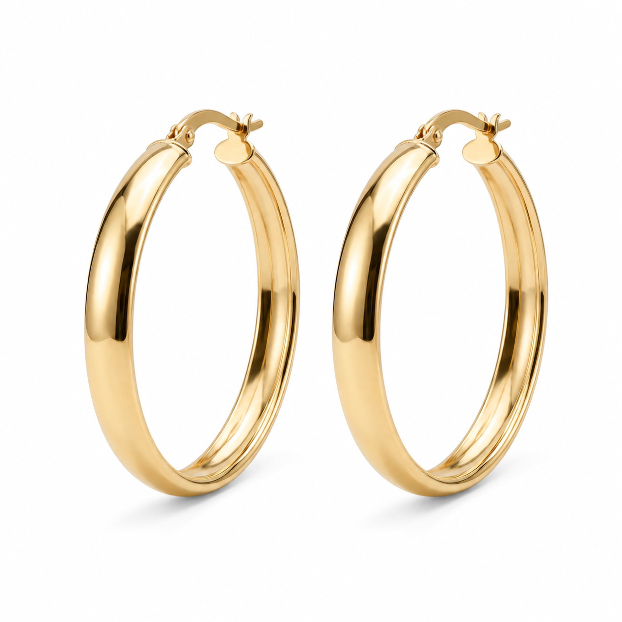 18K Gold Filled 20mm Hoop Earrings Thick Lightweight Hypoallergenic Women
