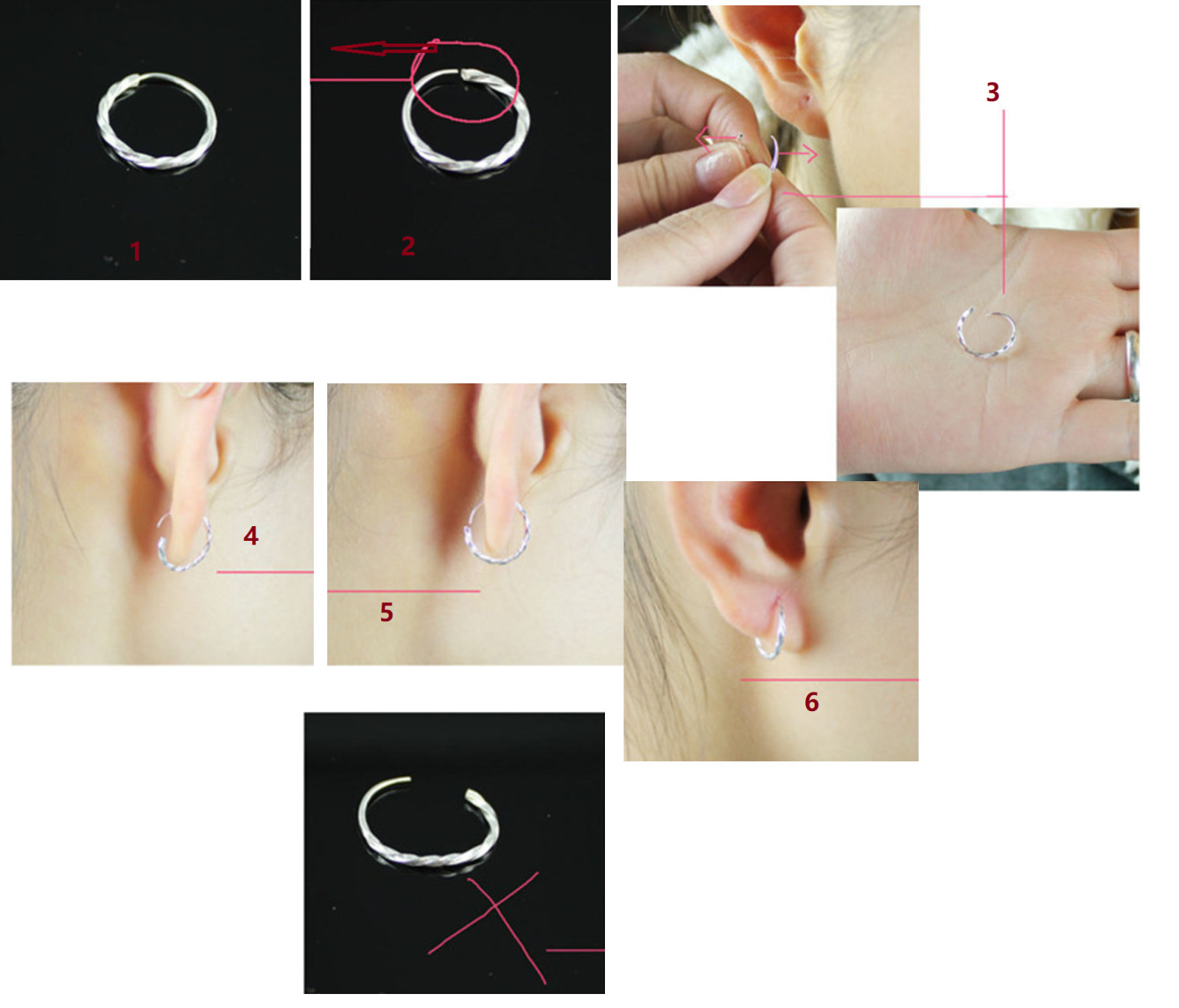 2Pcs SOLID STERLING SILVER PLAIN 1.2MM THICK ROUND ENDLESS HOOP 7-25MM Gift PE16