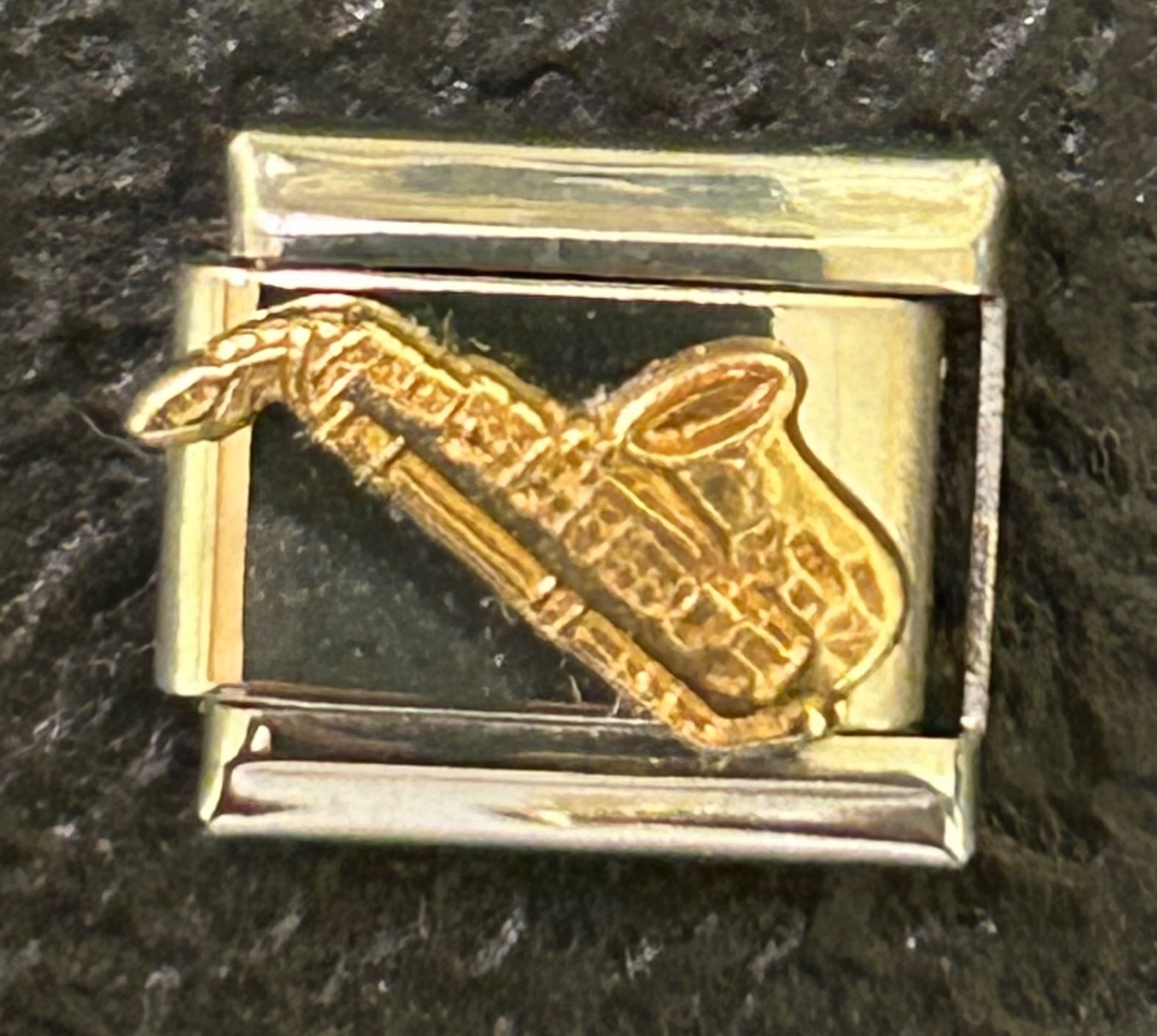 SAXAOPHONE ITALIAN CHARM BRACELET LINK 9MM STAINLESS STEEL NEW