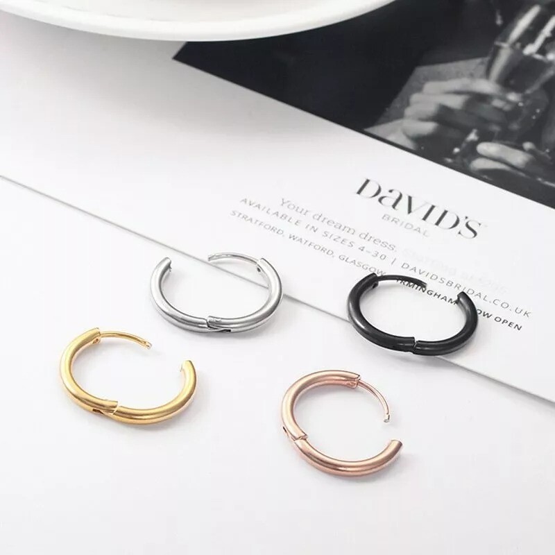 Stainless Steel 12 Gauge Huggie Hoop Earrings Unisex Women Men 13mm – 25mm E10